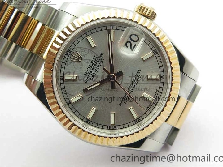RG SS President Stick Markers NH05A Best GSF 178274 SEIKO 31mm Datejust Edition on Bracelet Dial SS RG Silver 1123